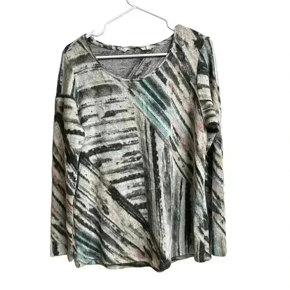 Soft Surroundings Daybreak Women's Top Long Sleeve Stripe Knit Multicolor Medium